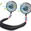 Portable Neck Fan 2500 mAh Rechargeable USB Hands-Free Mini Face Cooling Personal Double Headed Rotatable Small Fan for Working Office Reading Traveling Outdoor Sport