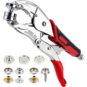 Heavy Duty Snap Fastener Tool, Snap Kit with 140 Pcs, Punching Capable, Magnetic Mold, Beginner-Friendly Snap Installation Tool, Boat Covers, Leather & Fabric Repair Installation (Red)