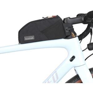 Rhinowalk Bike Top Tube Bag Bicycle Front Frame Bag Waterproof Bike Bag 1.2L with Dual Side Mesh Pockets Perfect for MTB Road Bike Cycling Commuting and Outdoor Adventures (Black)