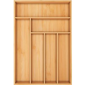 Utopia Kitchen Silverware Organizer, Bamboo Utensil Drawer Organizer for Cutlery, Utensils & Flatware (6 Compartment, Natural) Pack of 1