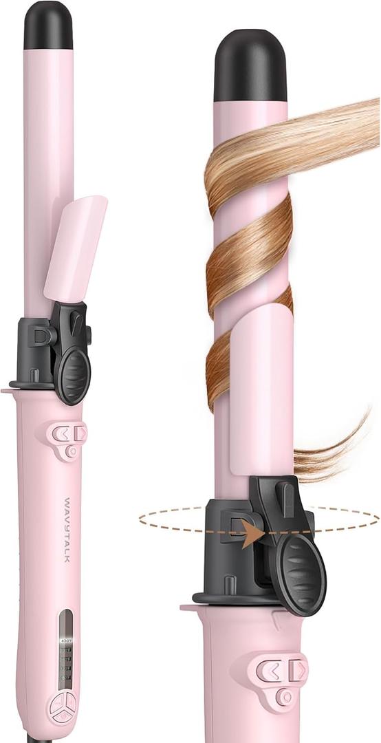 Wavytalk Rotating Curling Iron, 1 Inch Automatic Waver for Effortless Waves up to 430 with Home Button, Pale Pink