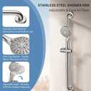 BRIGHT SHOWERS Slide Bar Shower Set with Handheld Shower Head, ADA-Compliant Stainless Steel Grab Bar, Adjustable Height and 69-Inch Hose, Brushed Nickel