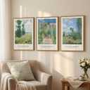 3 Piece Framed Claude Monet Landscape Wall Art for Living Room, 16x24 Inch, 16"W x 24"Hx3Pcs