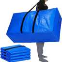 Windyun 4 Pack 57 Gallon Extra Large Moving Bags XXL Heavy Duty Storage Bag with Strong Zipper Handle Jumbo Big Tote Box Foldable for College Dorm Travel Clothes Duffle Blanket Pillow (Blue)