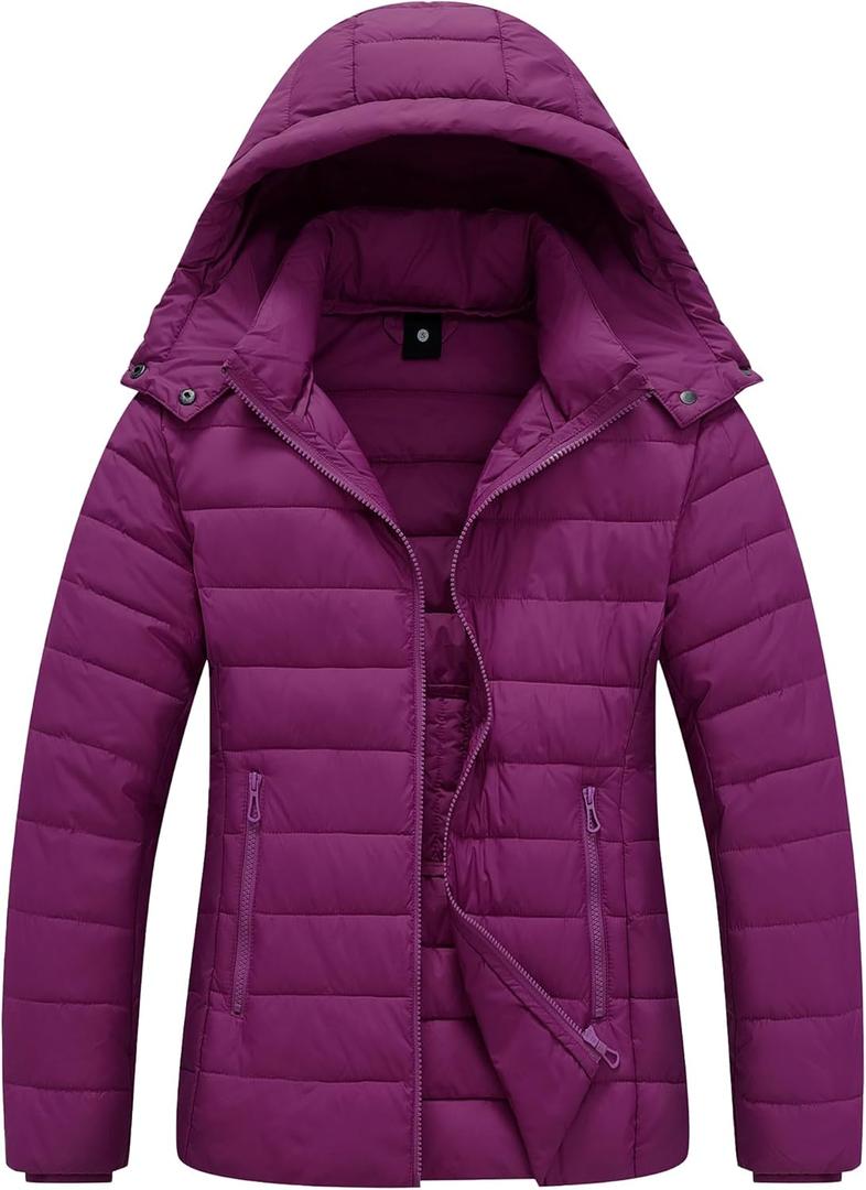 Women's Winter Coat Lightweight Waterproof Puffer Jacket - Quilted Short Down Coat for Women, Warm Winter Jacket (Medium, Purple)