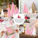 9Pcs Mini Christmas Trees Christmas Decor Artificial Christmas Decorations with 4 Sizes, Christmas Tree Bottle Brush Trees Christmas Table Decorations (Pink Light Pink White)