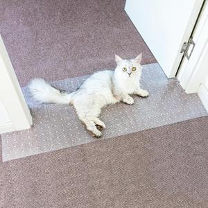 Carpet Protector for Pets Cat Carpet Protector for Doorway, Anti Scratch Under Door Cat Scratch Protector Mat, Easy to Cut Plastic Stopper (Clear, 3.6FT-1pack)