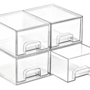 Vtopmart 4 Pack Small Clear Stackable Storage Drawers,Acrylic Bathroom Makeup Organizer,Plastic Storage Bins For Vanity, Undersink, Kitchen Cabinets, Pantry, Home Organization