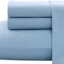 Nautica- Queen Size Sheet Set, Crisp & Tailored Cooling Sheets with a Smooth Cotton Percale Lightweight Feel - Bed Sheets with Matching Pillowcases & Fitted Sheet (Solid Light Blue)