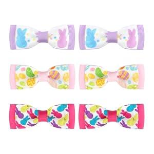 Baby Bow Hair Clips Easter Egg Clip Bunny Ears Alligator Clip for Girl Infant Rabbit Hair Bowknot Barrettes Bow Handmade Hair Accessories Pink Purple