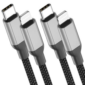 2 x 2ft USB C to Lightning Cable 2Pack,[Apple MFi Certified] Power Delivery USB C iPhone Charger Fast Charging, 2 foot Nylon Braided Type C to Lightning Cord for iPhone 14 13 12 11 Pro Max XR XS 8 SE iPad