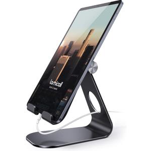 Lamicall Tablet Stand Adjustable, Tablet Stand : Desktop Stands Holder Gifts Compatible with Tablets Such as iPad 2018 Pro 9.7, 10.5, Air Mini 4 3 2, Kindle, iPhone 17 Max, E-Reader (4-13'')- Black