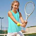 Auranso Girls Athletic Tank Tops 3 Pack UPF 50+ Racerback Sleeveless Quick Dry Sports Dance Workout Tops (7-8 Years, Purple-light Blue-pink)