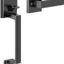 Front Door Handle, Exterior/Interior Entry Lower Half Handleset Single Cylinder Lever, Century Trim for Left and Right Door Matte Black