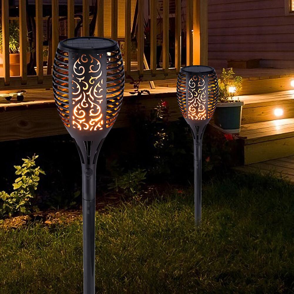 12Pack Flickering Flame Solar Torch Lights for Garden Decor, Waterproof Solar Lights Outdoor Decorative, Halloween Outdoor Decorations for Yard Porch Lawn Patio Outside Decor-Luces Solares