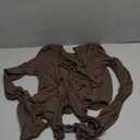 LASLULU Womens Tie Front Wrap Tops Long Sleeve Bolero Shrugs Crop Cardigan Yoga Ballet Cover-up Tops Pilates Outfits (Large, Coffee)