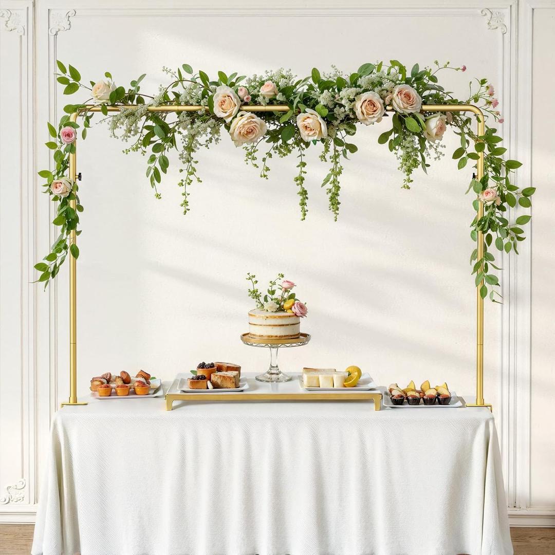 Over The Table Rod Stand with Clamps for Balloons, Flowers, and Decorations Perfect for Weddings, Parties, and Celebrations 33 to 93 Length, 13 to 55 Height, Gold