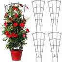 Mklsit 4 Pack 43'' Indoor Plant Trellis for Potted Plants, Metal Garden Trellis for Climbing Plants Outdoor, Black Coated Flower Pot Trellis for Climbing Plants Houseplants Vine Ivy