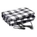 Heated Car Blanket - 12V Electric Travel Blanket for Car, Truck, SUV or RV - Portable Heated Throw for Road Trips, Camping or Winter Emergency Kit for Cold Weather Travel by Stalwart (Black Plaid)