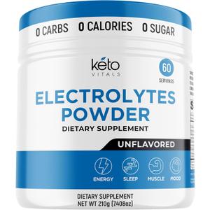 Keto Vitals RAW Unflavored Electrolyte Powder - Sugar Free Electrolytes for Fasting, Keto & Hydration - No Sugar, No Flavor - Flavorless Electrolytes Powder Tub - 60 Servings BB 02/2028