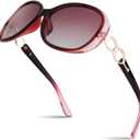Sunier Sunglasses Womens Polarized Trendy Oversized Sun Glasses Fashion Ladies Shades 100% UV400 Protection S85 (A | Clear Red Frame | Gradient Red Lens)