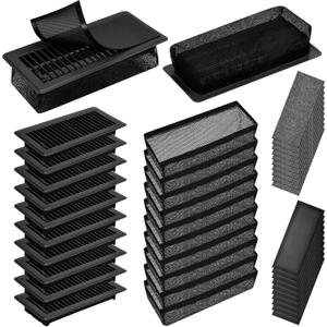 Zonon 40 Pcs 4 x 10 Floor Register Set Include Metal Vent Covers for Home Air Registers Metal Magnetic Covers Register Cover Traps Vent Screen Mesh Filters for Wall Ceiling Floor(Black)