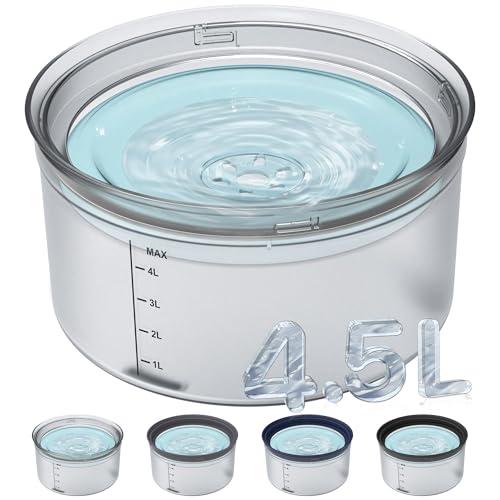 Decflow 1.2Gallon Dog Water Bowl No Spill, 4.5L Large Capacity Spill Proof Dog Bowls with Transparent Floating Disk, No Splash Slow Drinking Dog Bowl for Sloppy Messy Drinkers (Clear)