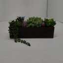 Winlyn 15" Assorted Artificial Succulent Arrangement Assorted Succulents in Rectangular Wooden Planter Faux Potted Plant for Farmhouse Table Centerpiece Windowsill Shelf Desk Mantel Greenery Dcor