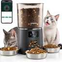 Automatic Cat Feeder for 3 Cats, 6L/25 Cups Smart WiFi Pet Feeder, Strong Anti-Jam System, Dual-Effect Desiccant Cat Food Dispenser, with 10S Voice Recorder for Cats and Small Dog(Black)