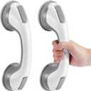 Grab Bars for Bathtubs and Showers, 12 Inch Shower Handle Strong Suction Cup Grab Bar for Shower Chair Stool, Bathroom Safety Bar for Seniors, Elderly, Handicap (2 Pack) (Gray)