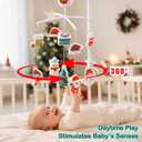Christmas Baby Crib Mobile with Music Box (100+ Lullabies), Rotating Christmas Plush Crib Toys for Newborns, Infant Girls, Baby Shower Gift