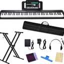 88 Key Piano Keyboard, Electric Digital Piano with Semi Weighted Keys, Keyboard Piano with Sustain Pedal, Power Adapter, Stand, Carrying Case, Headphones, USB-MIDI Compatibility, for Beginner Adults