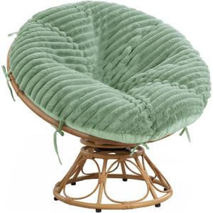 HOMBYS Fluffy Shaggy Cover for Papasan Chair Cushion, Plush Faux Fur Slipcover ONLY, (Without Cushion) Removable Soft Papasan Cushion Covers with 8 Ties, (Sage Green, 50"x50")