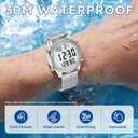 Men's Pedometer Watch with Stainless Steel Bracelet,Step Counter Watch No App, No Charging Needed for Ourdoor Walking, Calorie, Distance, Alarm, Countdown Timer Watch TU-2306B TIMEURE