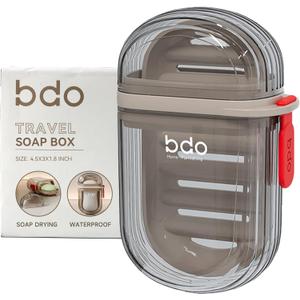 Travel Soap Case, Leakproof Soap Container with Lid, Portable Bar Soap Holder for Traveling, Soap Dish for Bathroom, Shower, Gym, School, Camping, Vacation, Outdoor-Transparent-Black