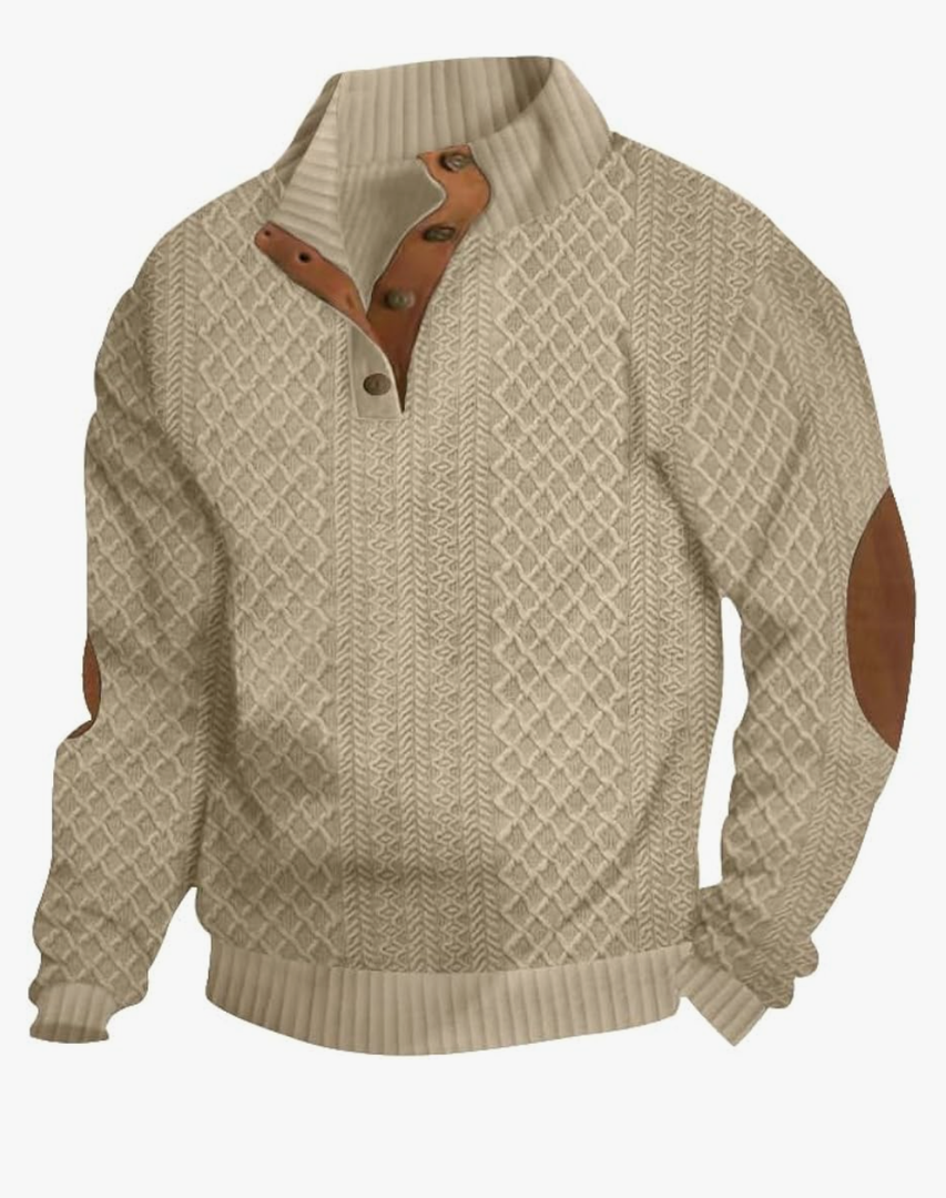 Men's Block Striped Sweatshirt Casual Outdoor Long Sleeve Stand Collar Pullover Sweatshirt Button Quarter Sweater, XXXL