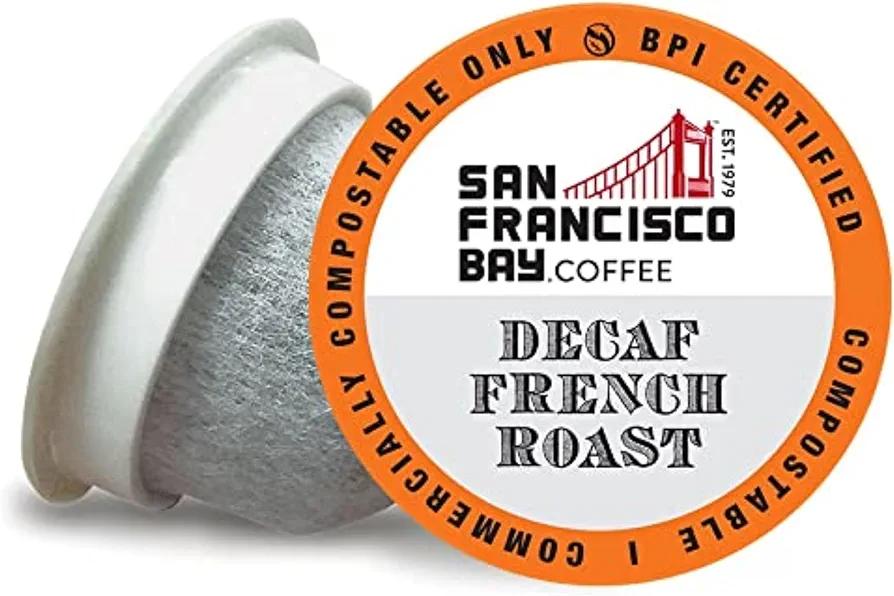 San Francisco Bay Compostable Coffee Pods - DECAF French Roast (36 Ct) K Cup Compatible including Keurig 2.0, Dark Roast, Swiss Water Processed