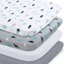 Bassinet Sheet 4 Pack for Baby Boys or Girls, Bassinet Sheets Ultra Soft Universal Fit for Most Rectangle, Oval, Hourglass Bassinet Mattress, Bassinet Sheets, Grey