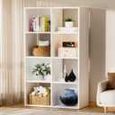 COMHOMA 8 Wood Cube Storage Organizer with Open Back and Removable Back Panels, 11In White Cube Storage Bookshelf, Cubicle Shelf Bookcase for Home Office Bedroom Living Room, Vertical or Horizontal