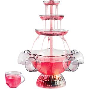 Nostalgia 3-Tier Party Fountain Holds 1.5 Gallon, LED Lighted Base, Includes 6 Reusable Cups, Clear