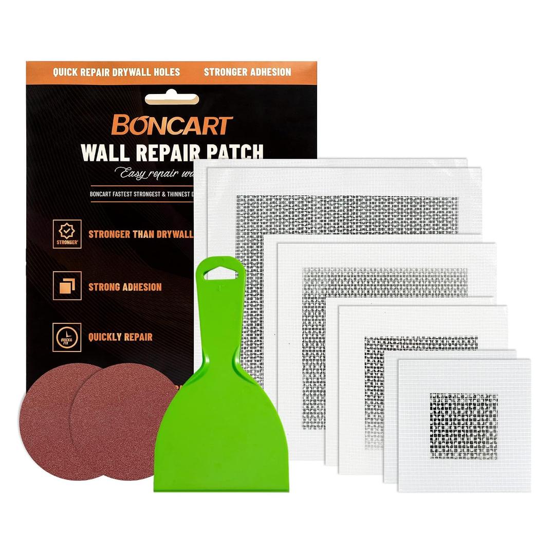 Boncart Drywall Repair Kit,Drywall Patch Repair Kit,2/4/6/8inch Self Adhesive Repair Patch,Quick Repair Drywall Large Holes, Wall Patch 2/4/6/8inch x2
