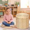 8 Pcs 16 Inch Straw Floor Cushions Classroom Large Pillow Seating Meditation Floor Pillow Boho Natural Woven Seat Cushion Japanese Tatami Cushion for Classroom Home Group Activity