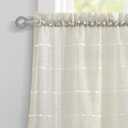Lush Decor Farmhouse Textured Sheer Kitchen Window Curtain Tiers Set, 29"W x 24"L, Beige