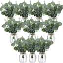 XunYee 10 Set Mason Jar Table Centerpiece with Flower Mason Jar Flower Centerpiece Vases Decor for Engagement Party Bridal Shower Centerpieces Wedding Reception Table Decor (Eucalyptus)