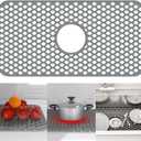 TOOVEM Silicone Kitchen Sink Mat with Non-slip, Stable, Farmhouse Sink Protector for Kitchen Stainless Steel Drainboard- Grey (1Pack-24.8"x13"-Center Drain, Gray)