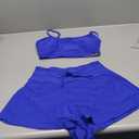 Pink Queen 2 Piece Bathing Suits for Women Adjustable Strap Top Drawstring High Waisted Bikini Shorts Swimsuit with Pockets Size S