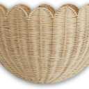 Scalloped Wicker Wall Basket - Rattan Hanging Storage Organizer, Decorative Basket for Nursery, Bathroom, Front Door, Perfect for Flowers, Mail, Toys