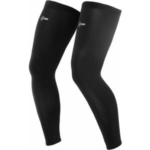 Tough Outdoors Compression Leg Sleeves - Full Leg Compression Sleeve for Men & Women, UV Leg Sleeves - Cycling Leg Warmers (Medium, Black)