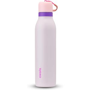 FreeSip Twist Insulated Stainless Steel Water Bottle with Straw for Sports and Travel, BPA-Free, 24-oz, Pink/Purple (Dreamy Field) (24 Ounces)