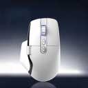 Ergonomic Wireless Mouse with Infinite Scroll & Side Scroll Wheel, Bluetooth & 2.4G Rechargeable Office Mouse, 5-Device Multi-Connection, OLED Display, PixArt 3220 Sensor for Laptop PC Mac (White)